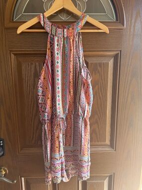Pinky Multicolor Geo-Print Halter Dress